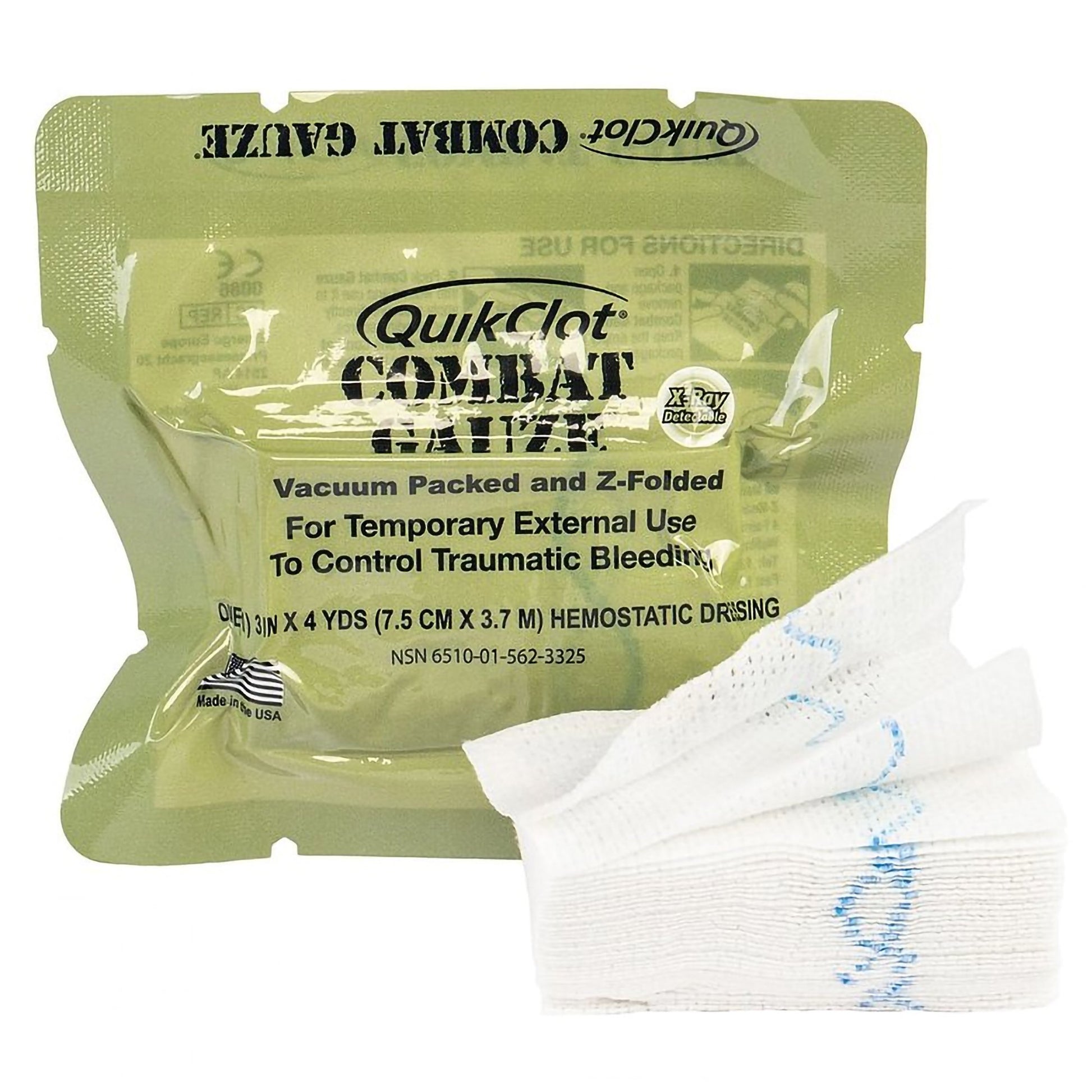QuikClot Combat Gauze Hemostatic Dressing, 3 Inch x 4 Yard