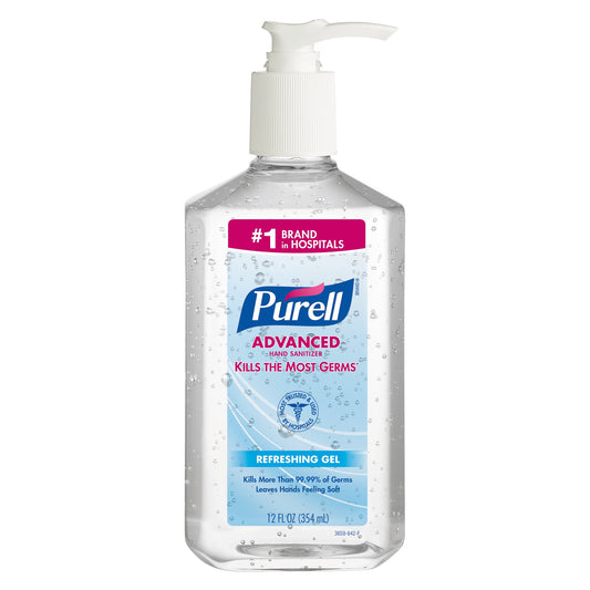 Purell Advanced Hand Sanitizer, Ethyl Alcohol Gel, 12-ounce Pump Bottle