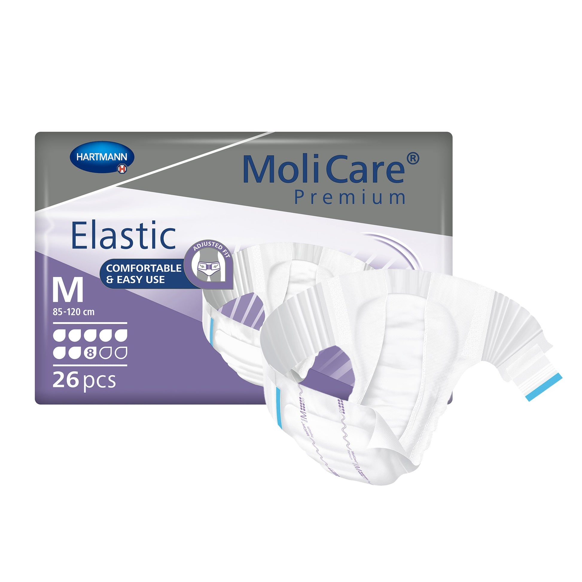 MoliCare Premium Elastic 8 Drop Absorbency Incontinence Briefs, Medium