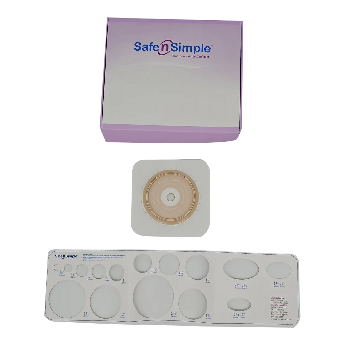 Ostomy Barrier Trim to Fit, Standard Wear Adhesive Tape Collar 70 mm Flange Up to 2-1/4 Inch Opening 5 X 5 Inch