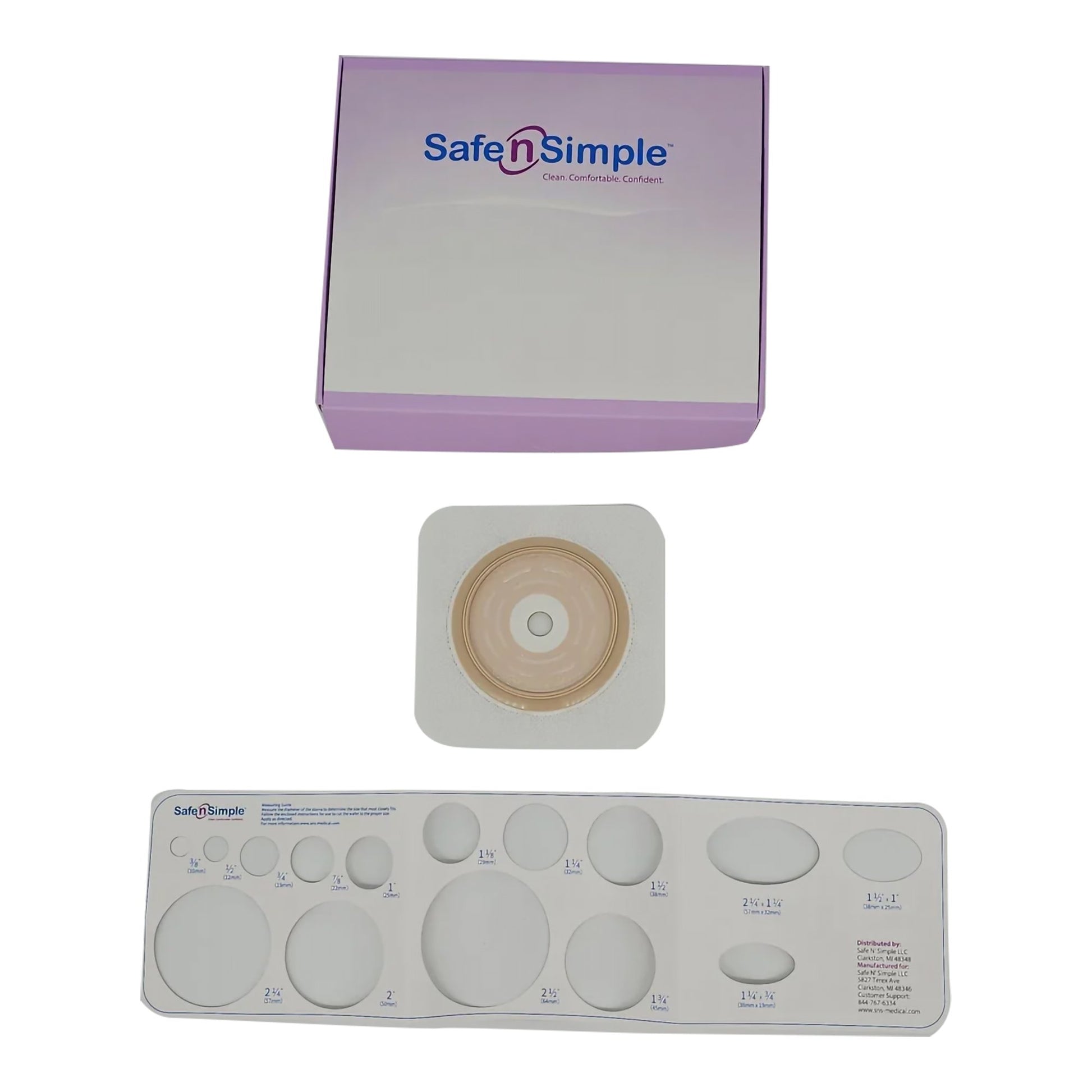 Ostomy Barrier Trim to Fit, Standard Wear Adhesive Tape Collar 70 mm Flange Up to 2-1/4 Inch Opening 5 X 5 Inch