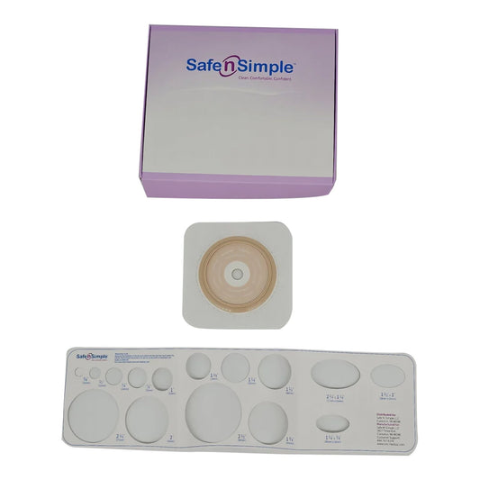 Ostomy Barrier Trim to Fit, Standard Wear Adhesive Tape Collar 70 mm Flange Up to 2-1/4 Inch Opening 5 X 5 Inch