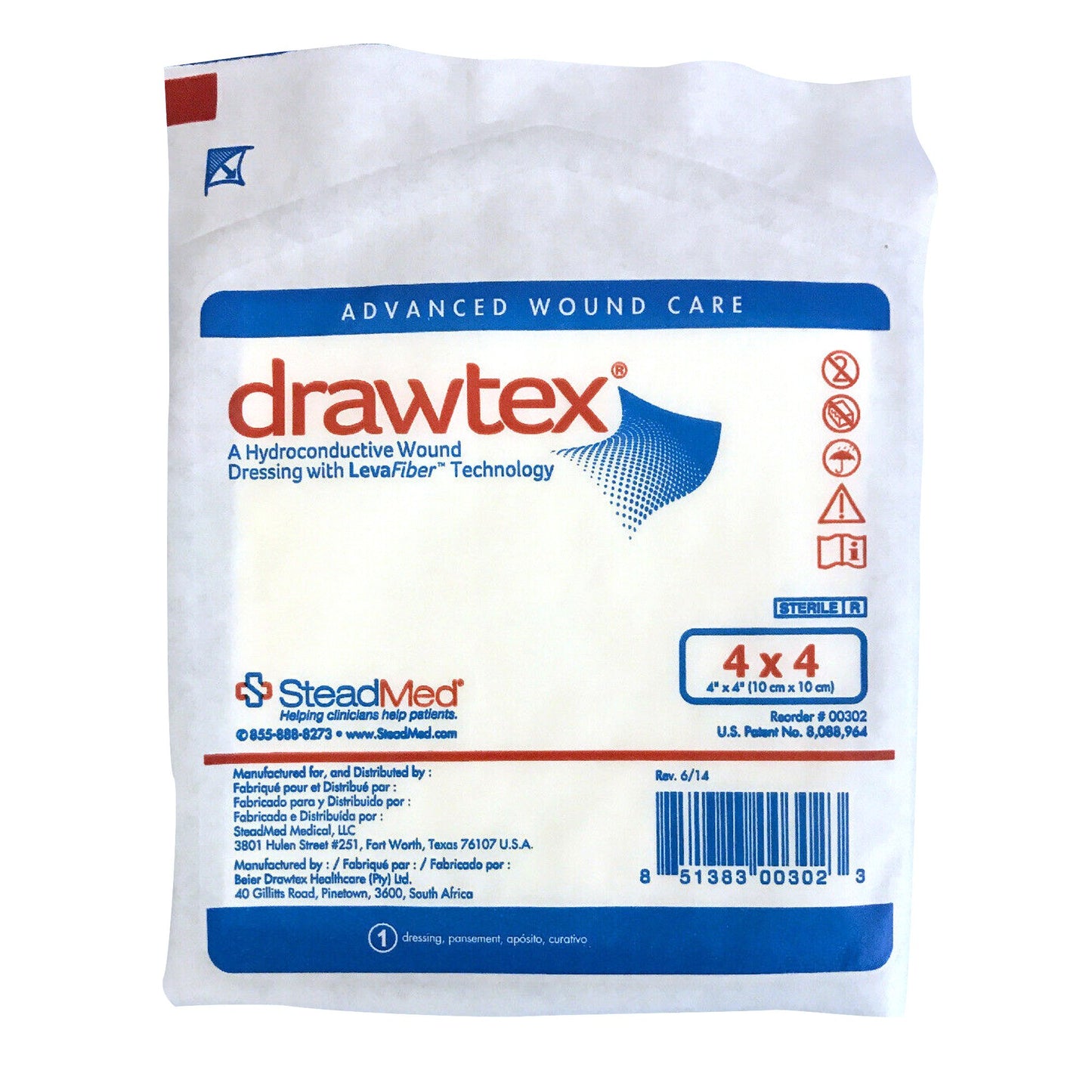 Drawtex nonadherent Dressing, 4 x 4 Inch