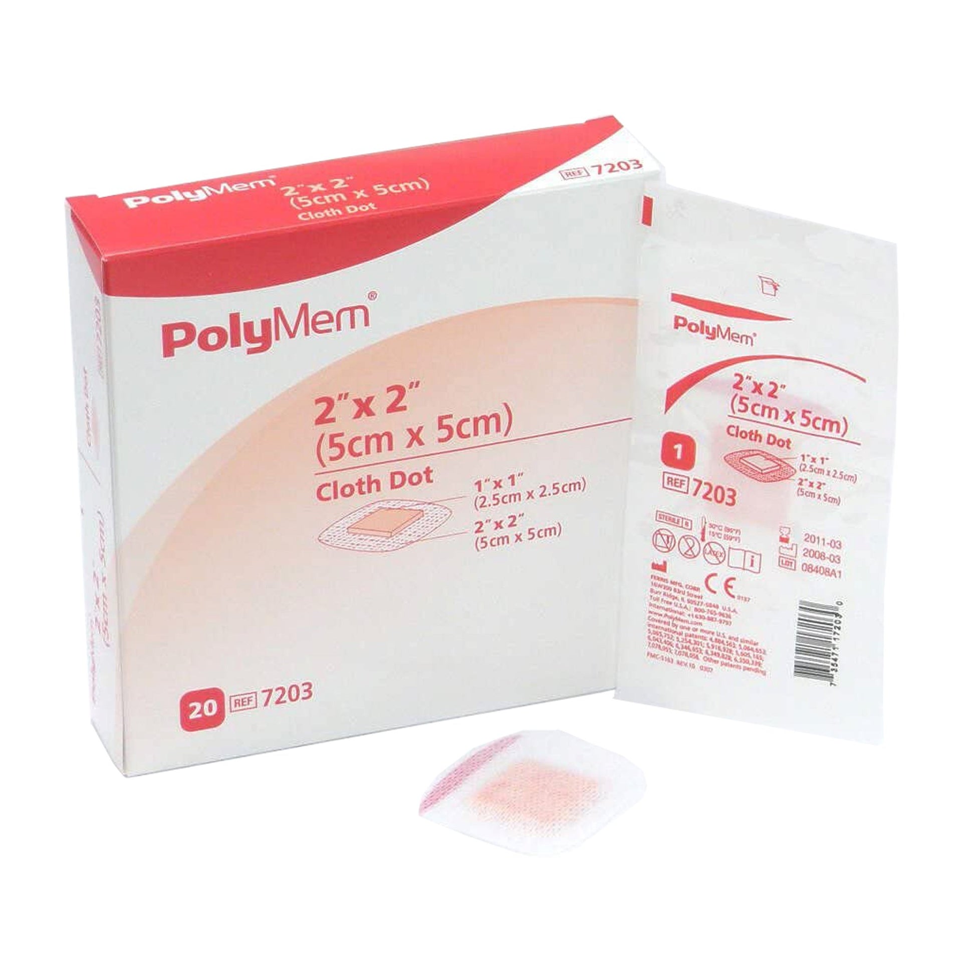 PolyMem Pink / White Adhesive Strip, 2 x 2 Inch