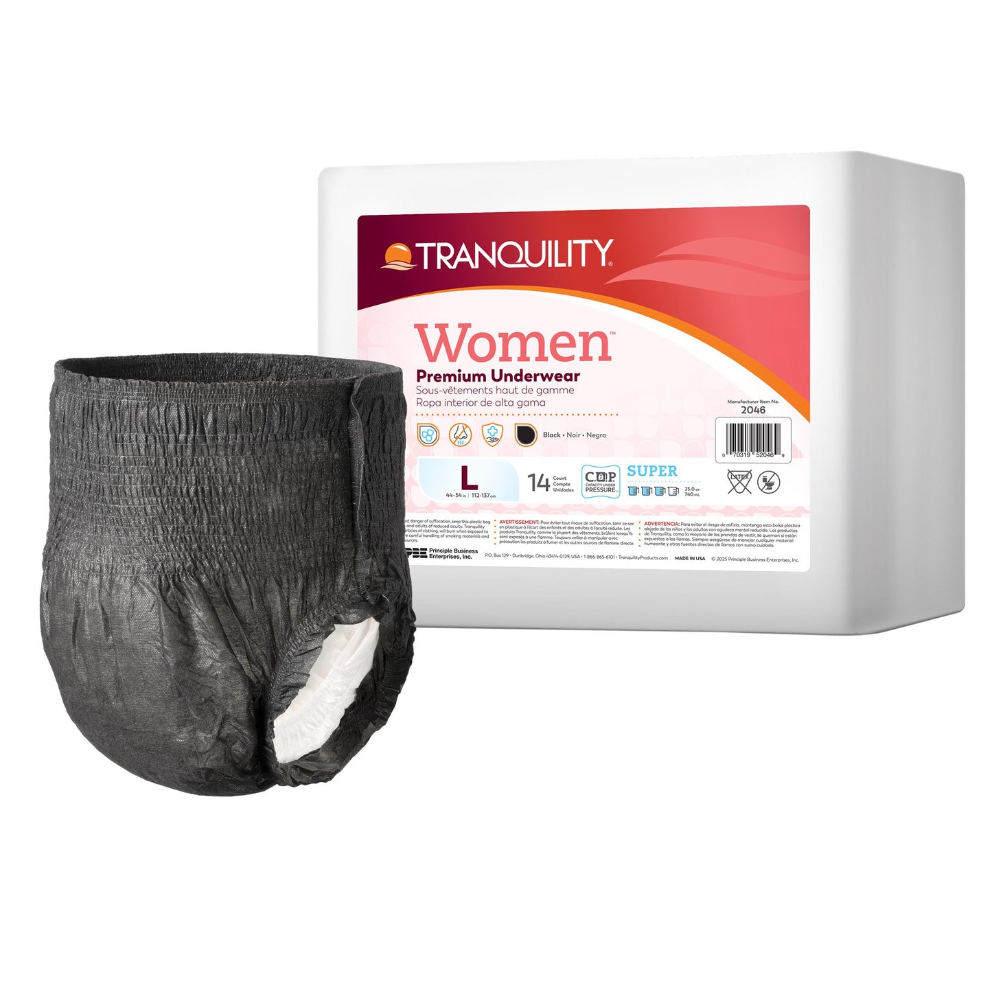 Absorbent Underwear Tranquility Pull On with Tear Away Seams Adult Large Female Disposable Heavy Absorbency