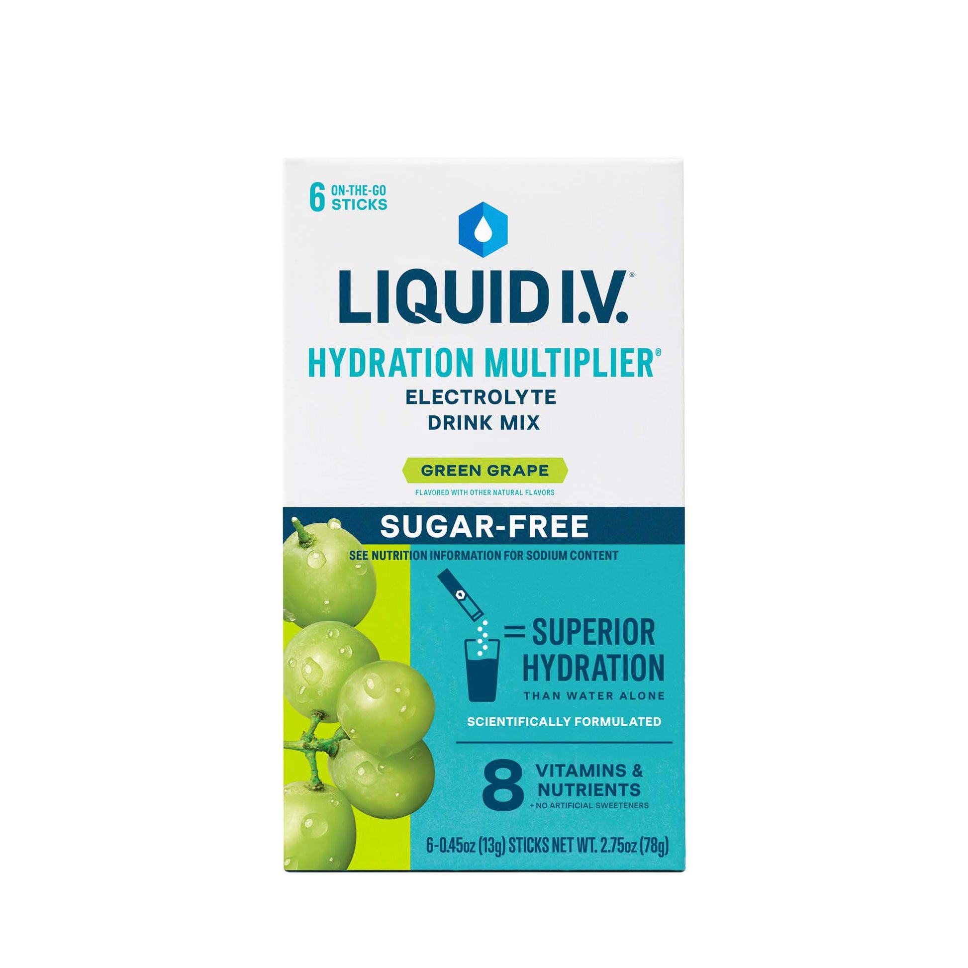 Oral Electrolyte Solution Liquid I.V. Hydration Multiplier Sugar Free Green Grape Flavor 0.45 oz.