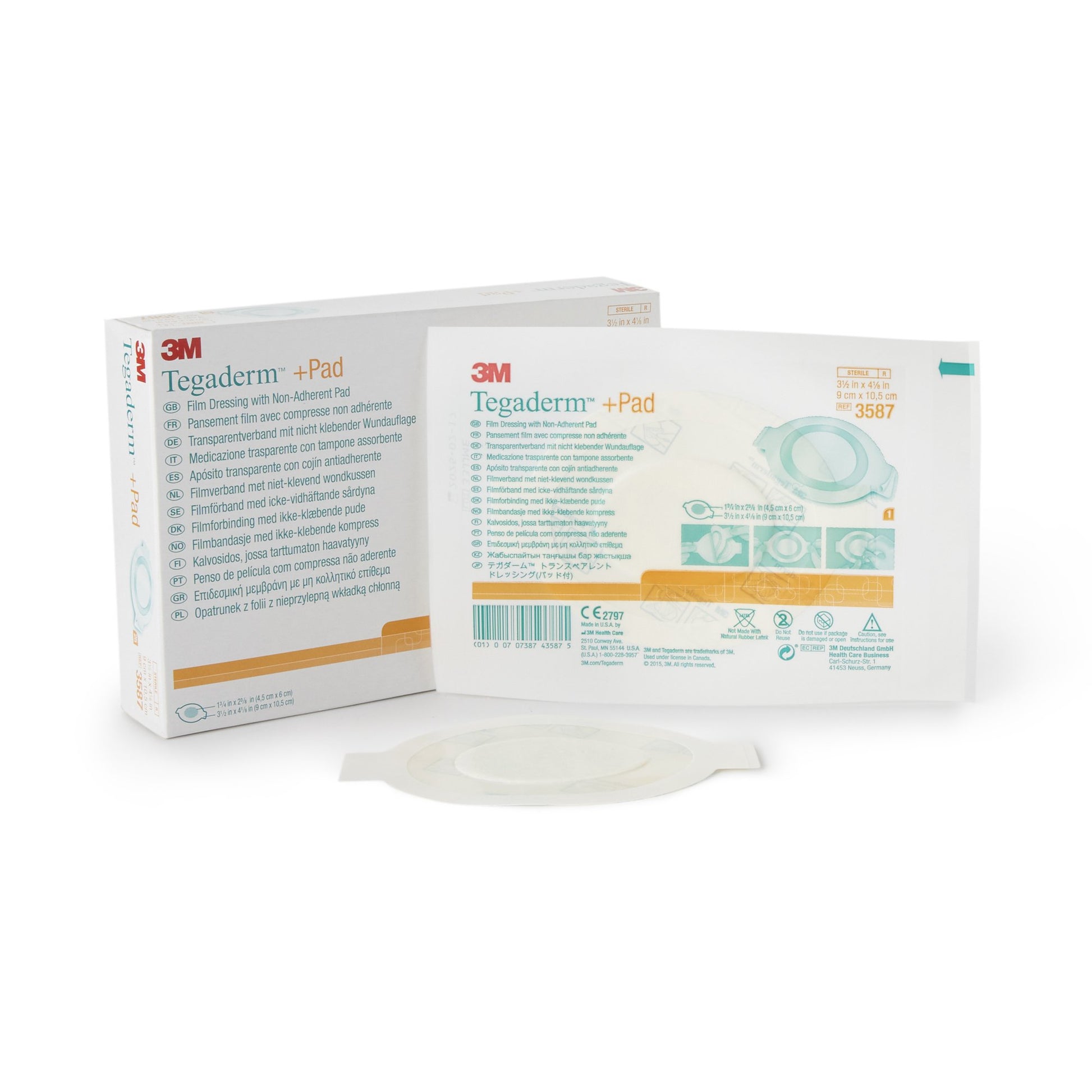 3M™ Tegaderm™ Transparent Film Dressing with Pad, 3.5 x 4 Inch