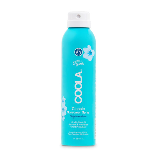 Coola Classic Body Sunscreen Spray SPF 50 Fragrance Free, 6-ounce Aerosol Can