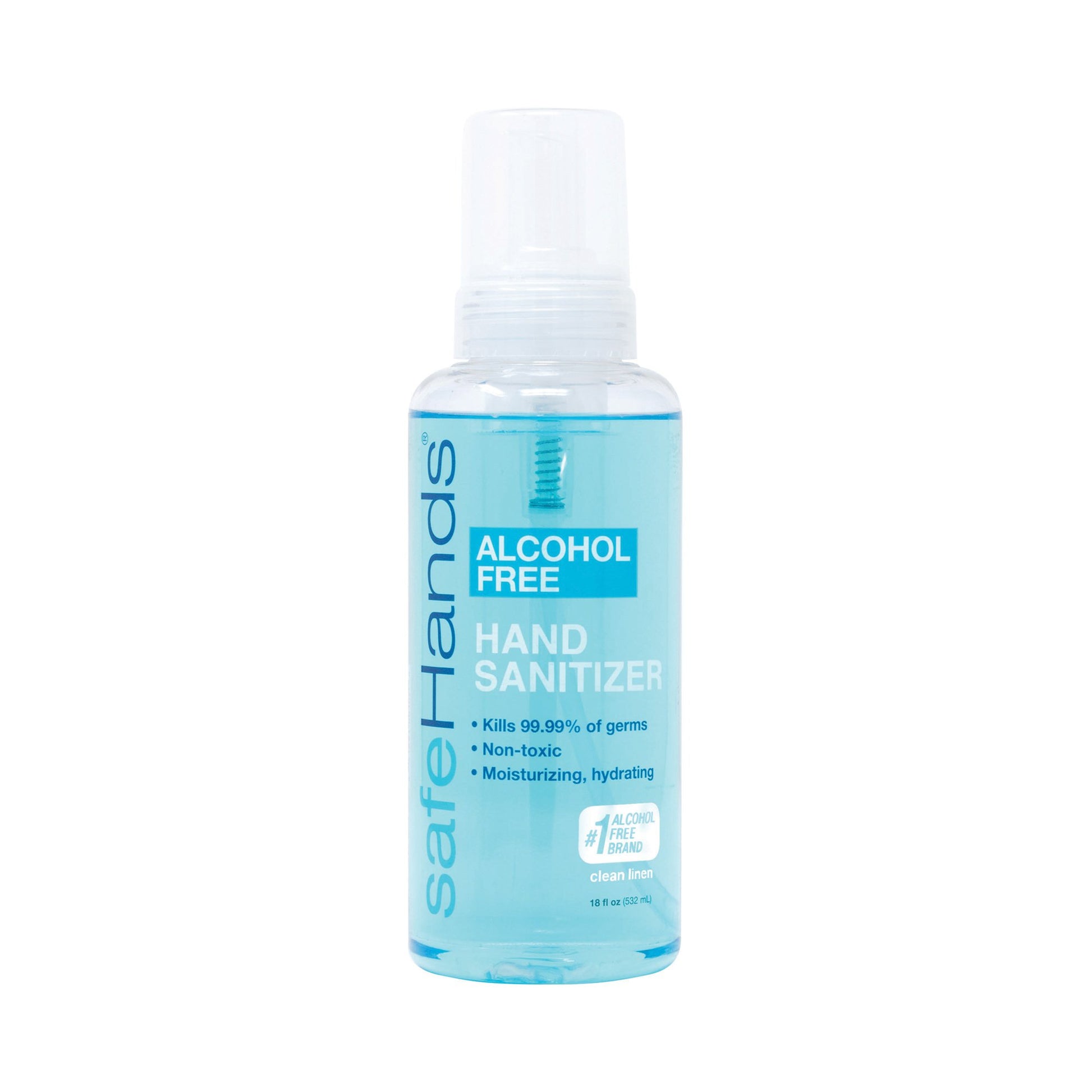 safeHands Alcohol-Free Foaming Hand Sanitizer, 18 oz. Bottle, Clean Linen Scent