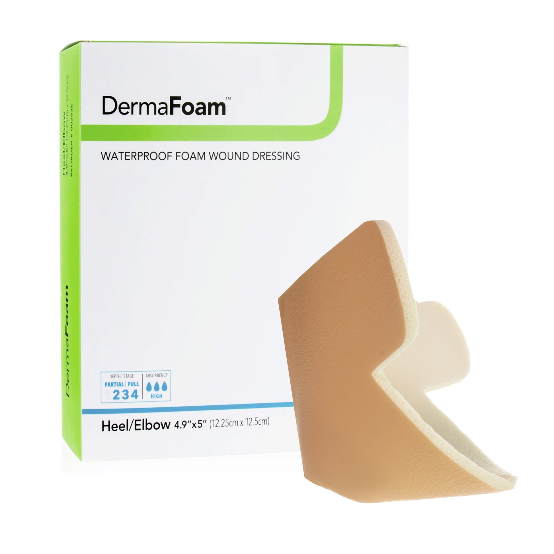 DermaFoam Nonadhesive without Border Foam Dressing, Heel/Elbow
