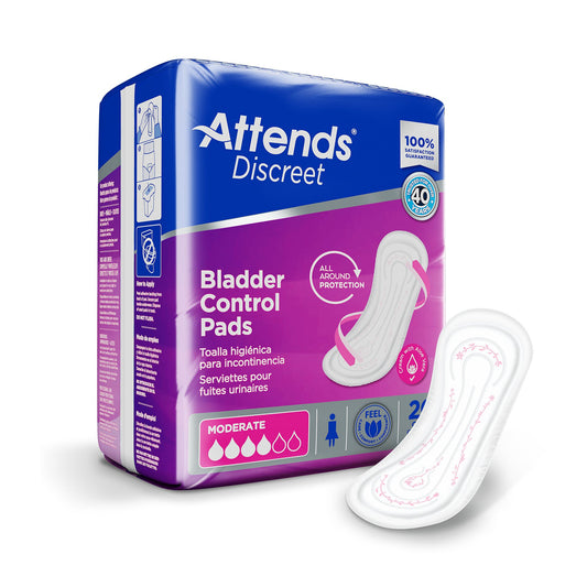 Attends Discreet Women's Moderate Bladder Control Pad, 10.5-Inch Length