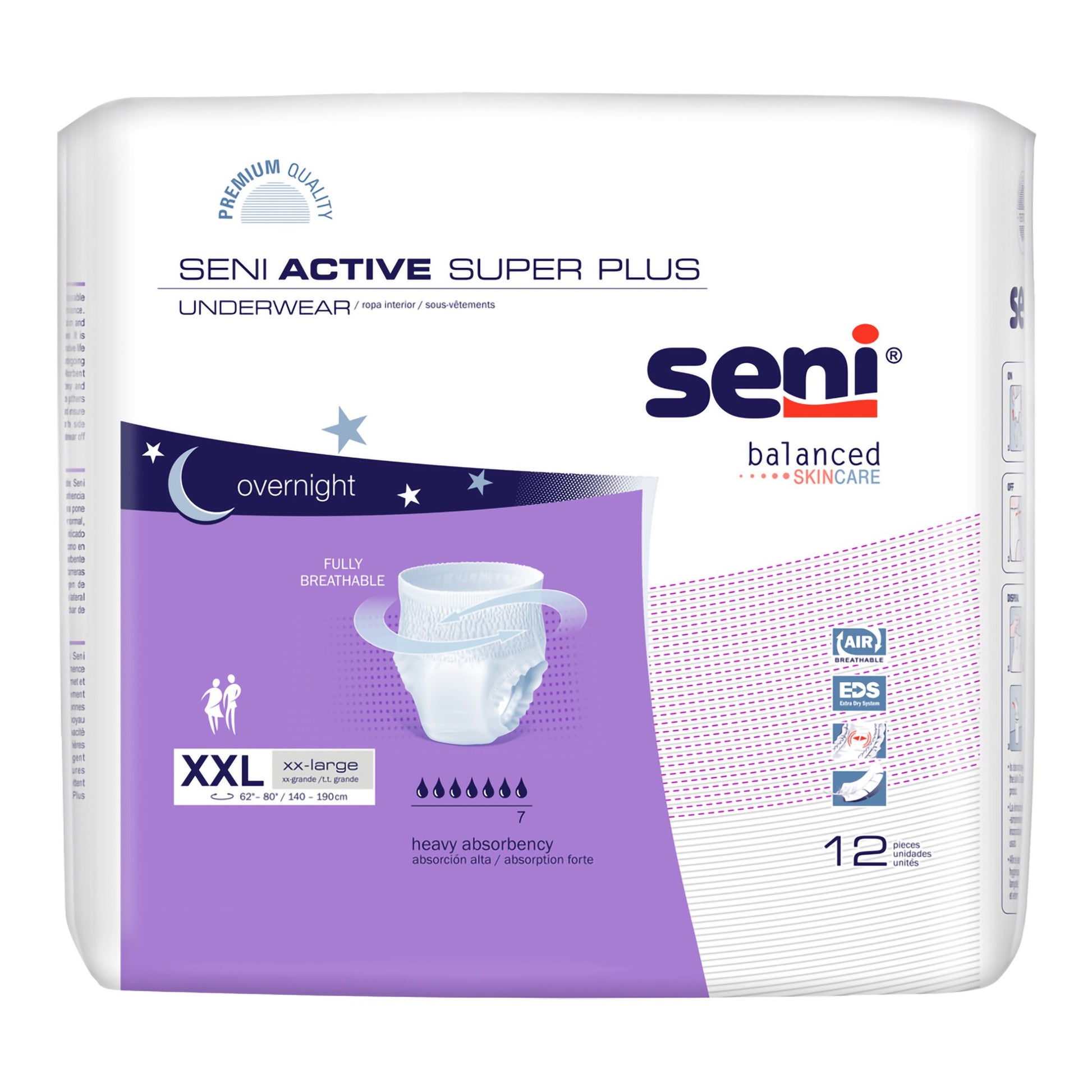 Seni Active Super Plus Overnight Heavy Absorbent Underwear, 2X-Large