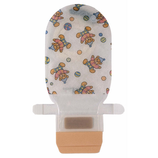 Assura ColoKids™ Teddy Bear Design Colostomy Pouch, Orange Match