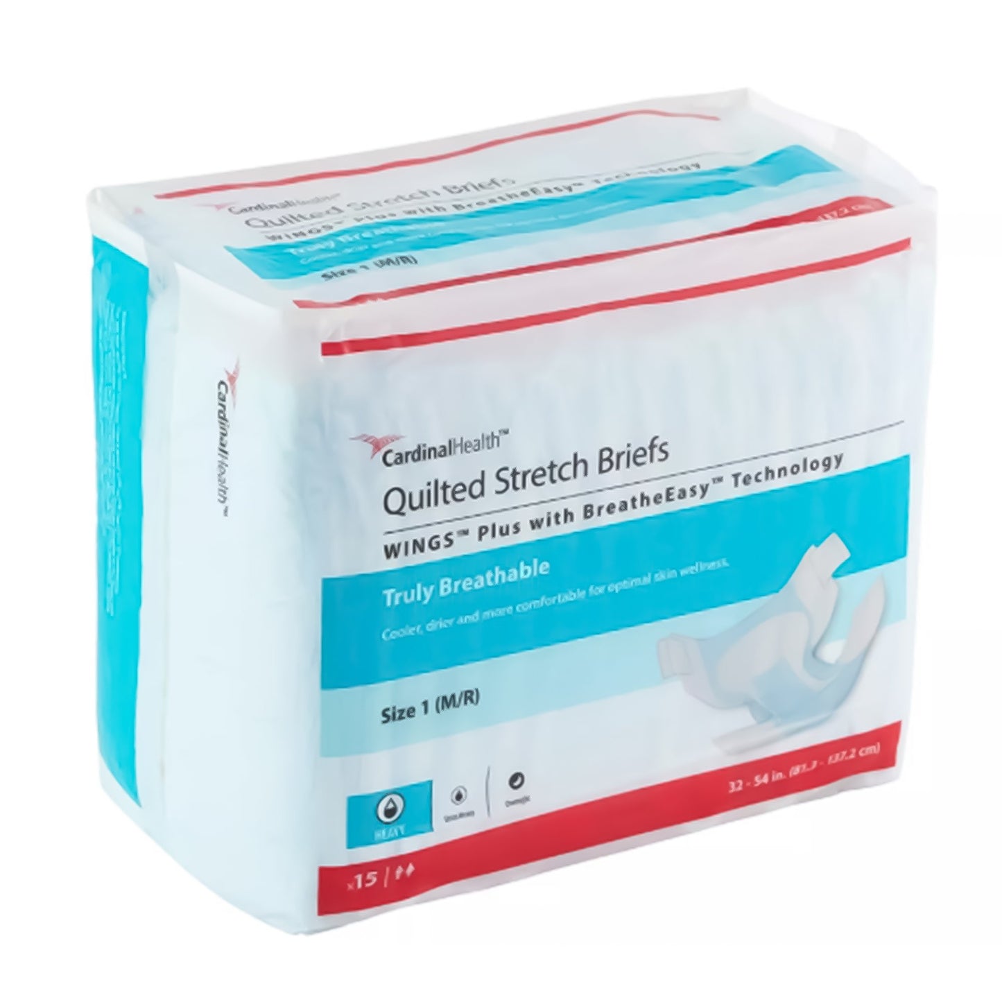 Cardinal Health™ Wings™ Plus Quilted Stretch Brief with BreatheEasy™, Size 1