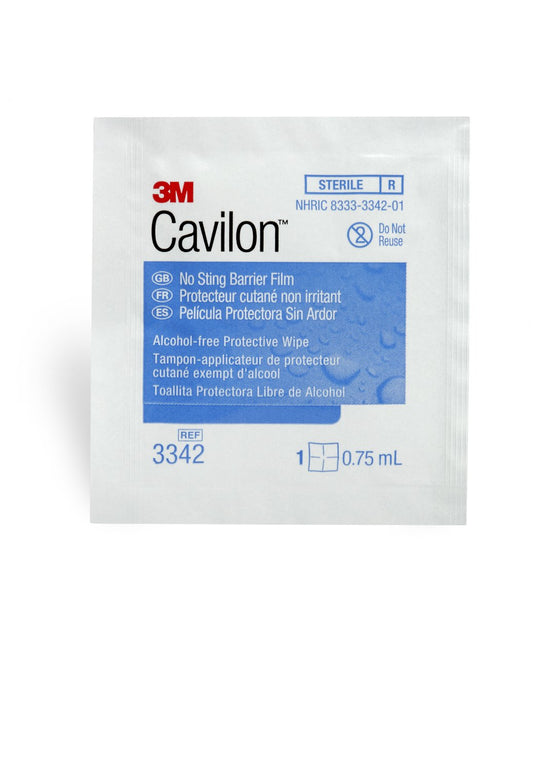 Skin Barrier Wipe 3M™ Cavilon™ No Sting 35 to 65% Strength Hexamethyldisiloxane / Isooctane / Acrylate Terpolymer / Polyphenylmethylsiloxane Individual Packet Sterile