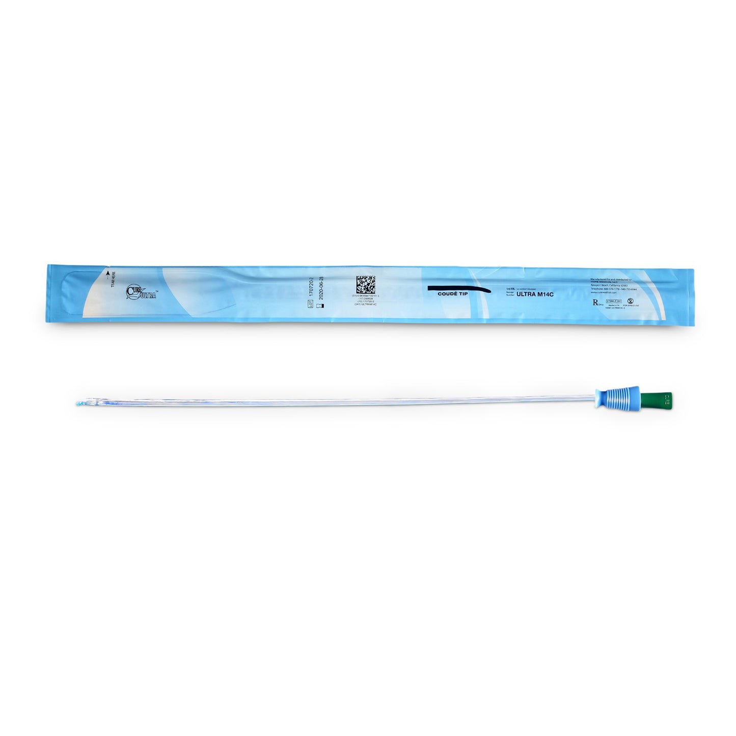 Cure Ultra Urethral Catheter, 14 Fr, Male, Coud