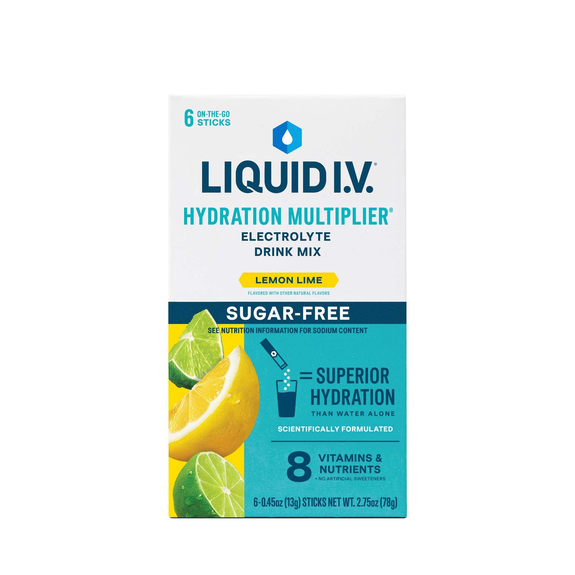 Oral Electrolyte Solution Liquid I.V. Hydration Multiplier Sugar Free Lemon Lime Flavor 0.45 oz.