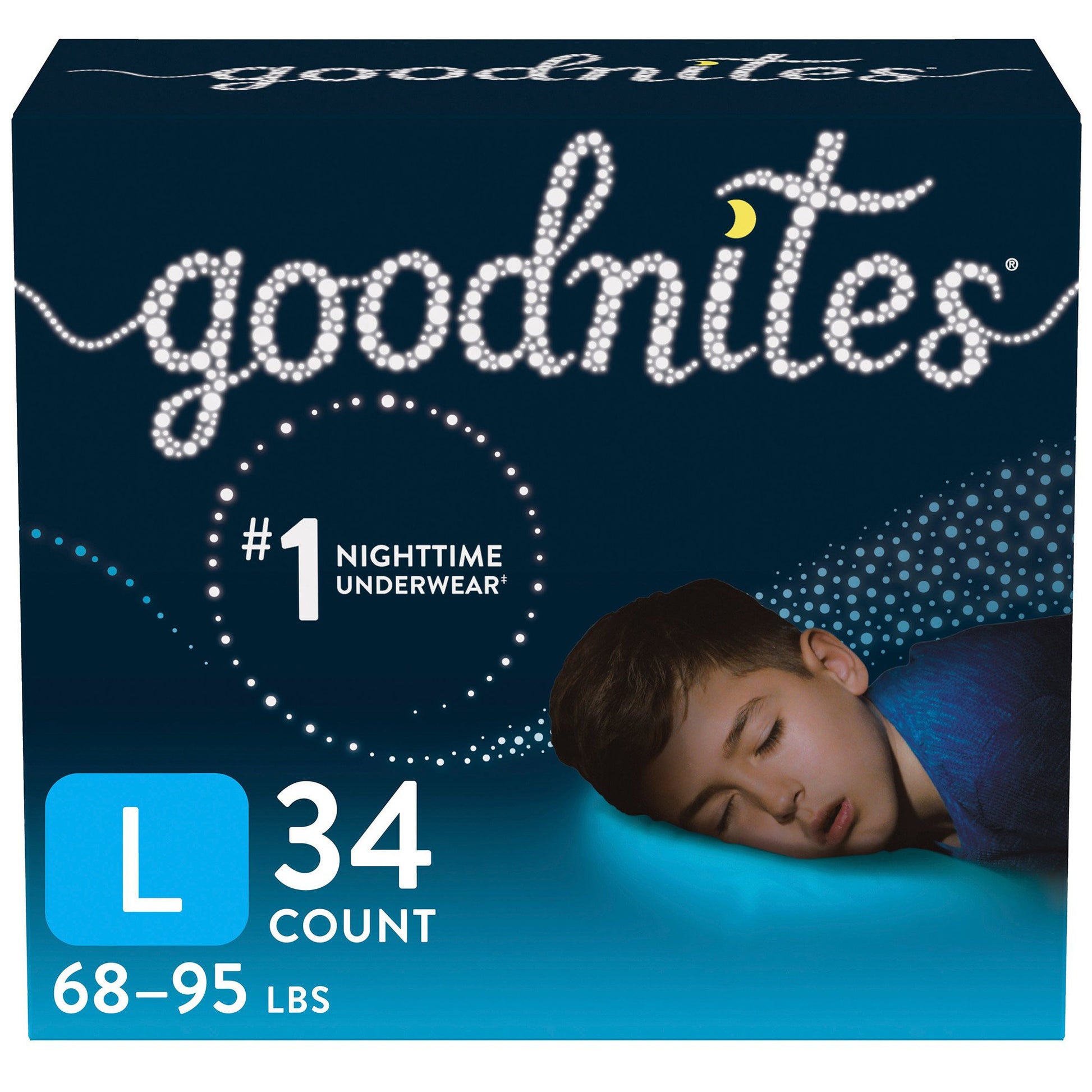 Goodnites Heavy Absorbency Nighttime Underwear, Large for Boys 68 – 95 lbs.