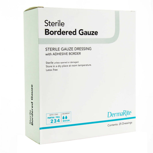 DermaRite Sterile Gauze Adhesive Dressing, 4 x 5 Inch