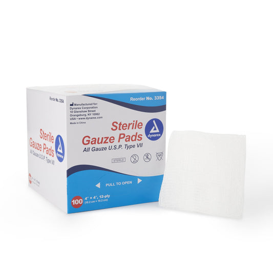 dynarex Sterile Gauze Sponge, 4 x 4 Inch, 12-Ply