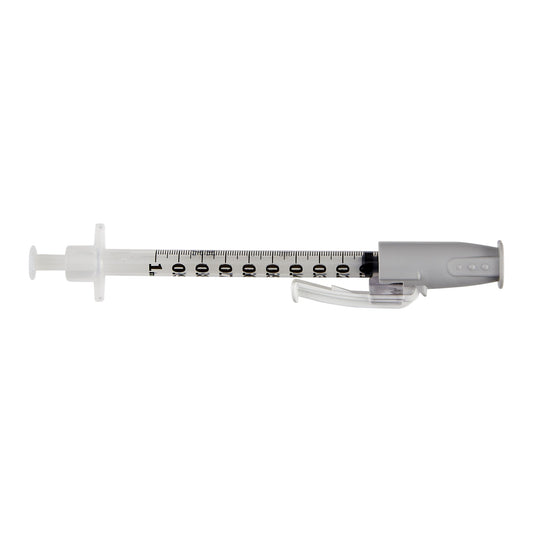 SafetyGlide™ 1 mL Tuberculin Syringe w/ Needle, 27 Gauge, 1/2 Inch Needle Length