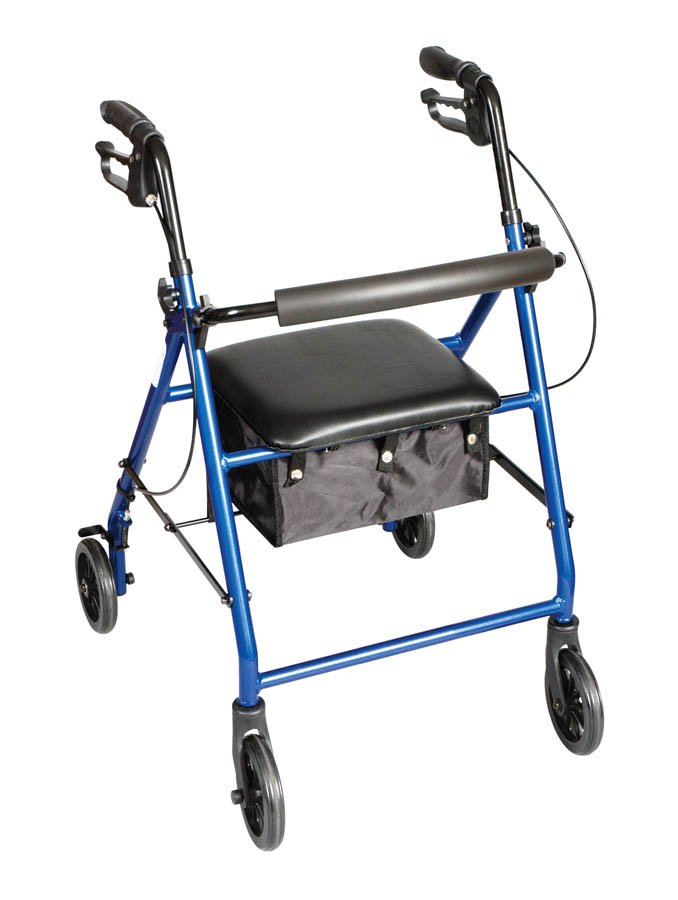 Carex Classics Four-Wheel Rollator, 30 – 36 Inch, Metallic Blue