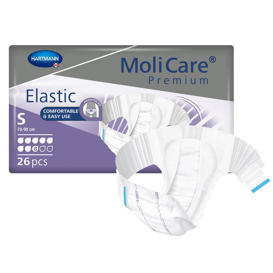 MoliCare Premium Elastic 8 Drop Absorbency Incontinence Briefs, Small