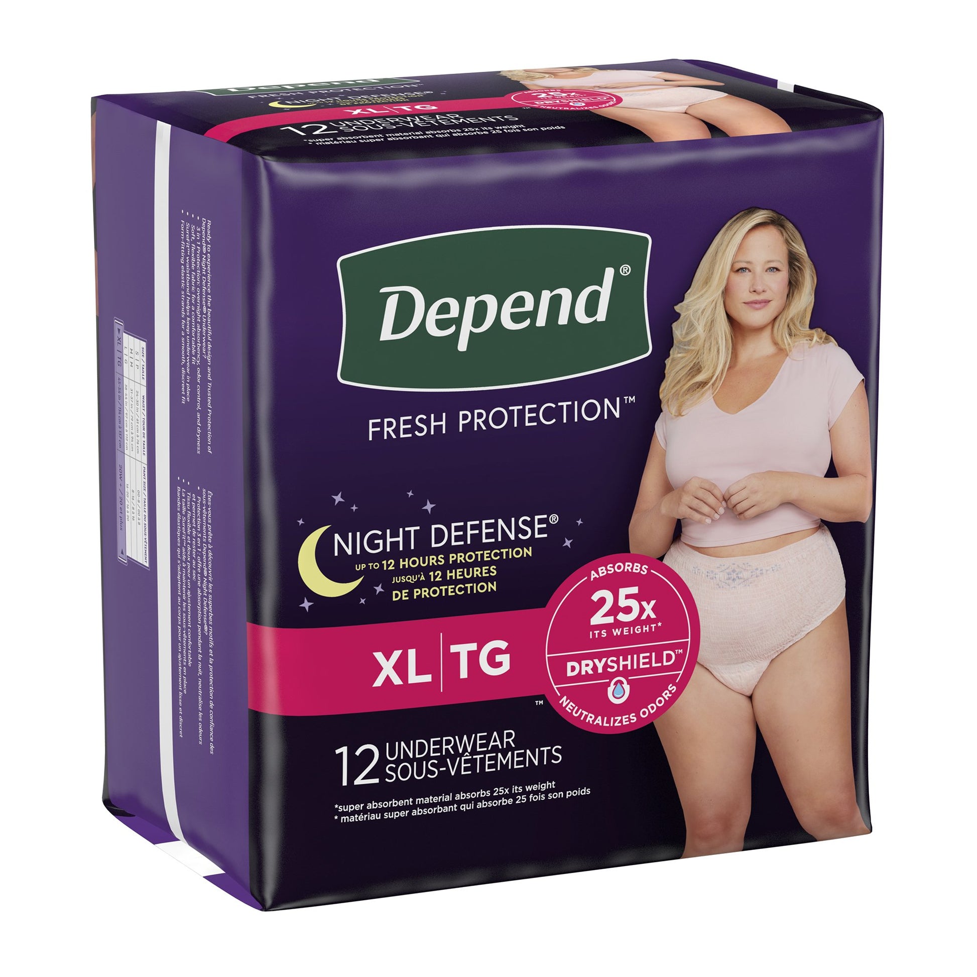 Depend Night Defense Women's Absorbent Underwear, X-Large