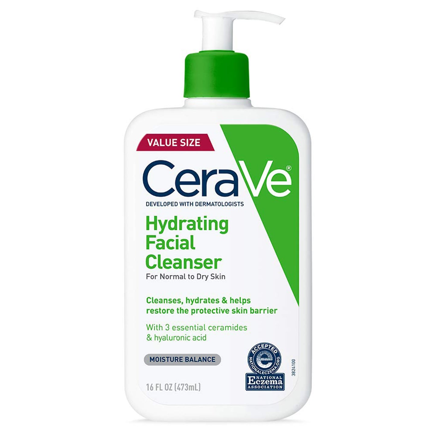 CeraVe Hydrating Facial Cleanser for Normal to Dry Skin, 16-ounce Pump Bottle