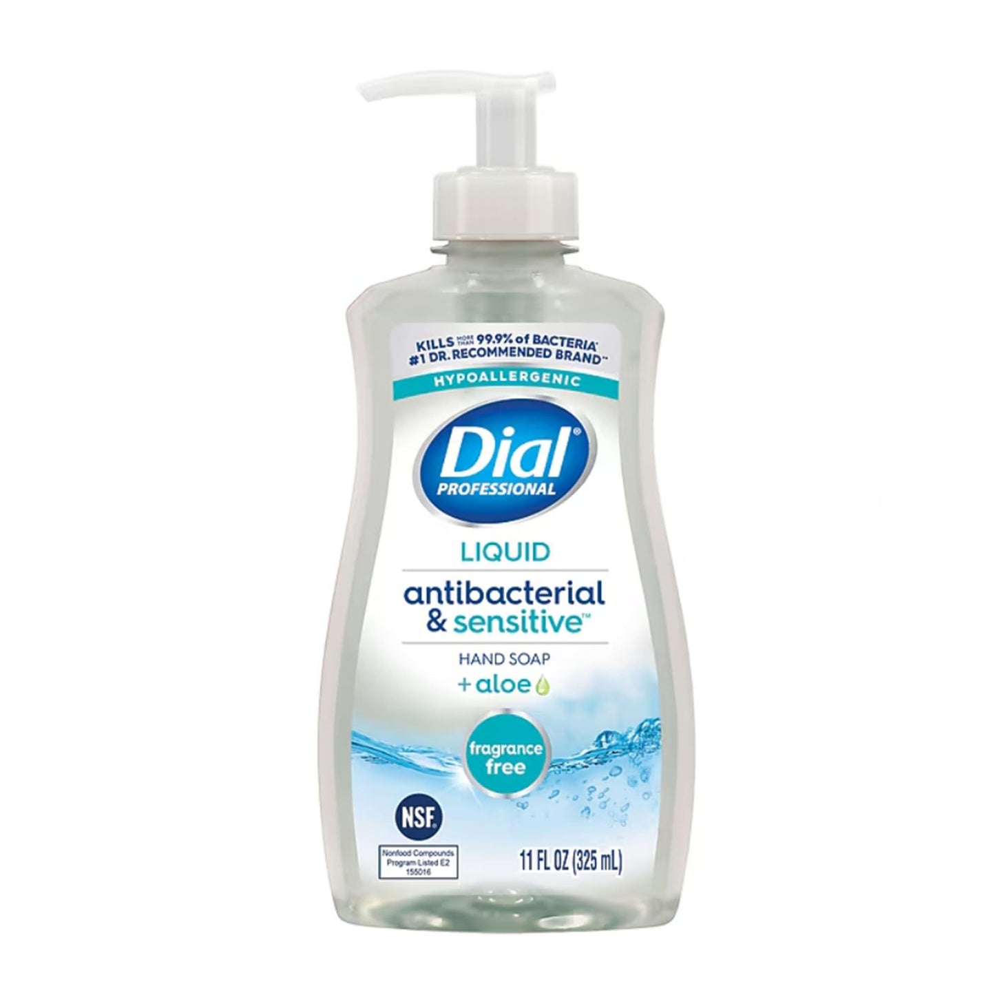 Antibacterial Soap Dial Professional Antibacterial & Sensitive™ + Aloe Liquid 11 oz. Pump Bottle Unscented
