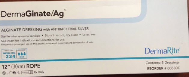 DermaGinate/ Ag™ Silver Alginate Dressing, 12 Inch