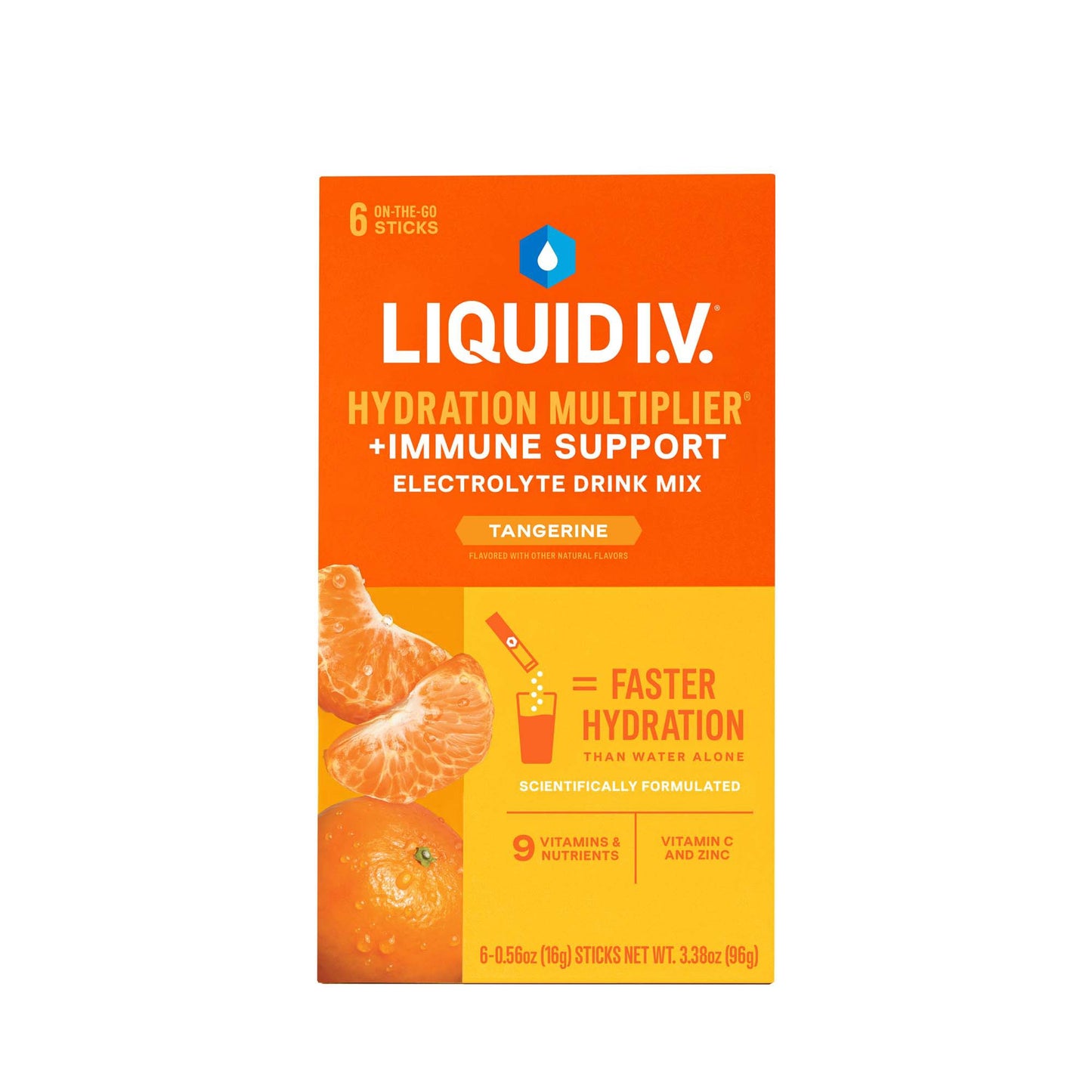Oral Electrolyte Solution Liquid I.V. Hydration Multiplier + Immune Support Tangerine Flavor 0.56 oz.