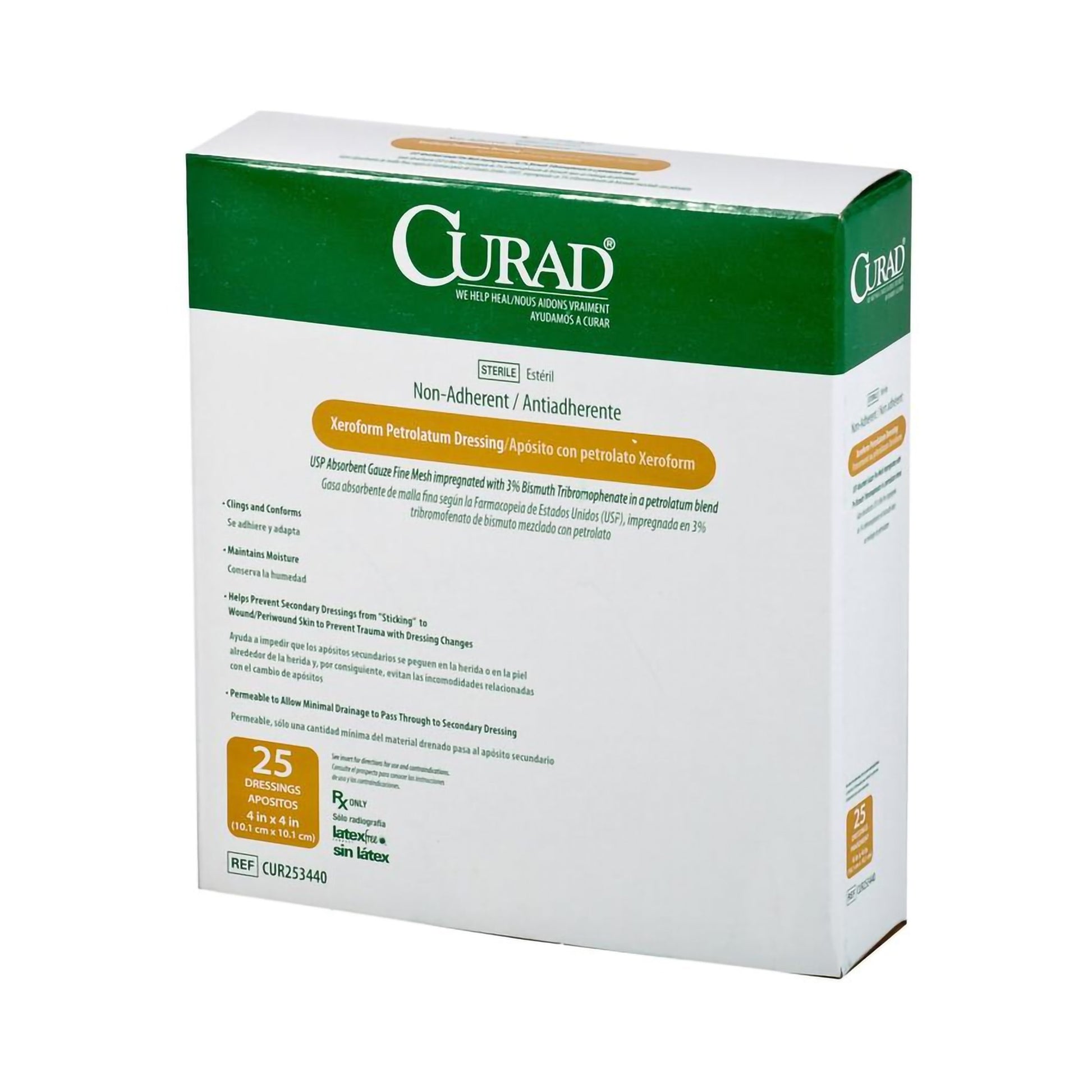 Curad Xeroform Petrolatum Impregnated Dressing, 4 x 4 Inch