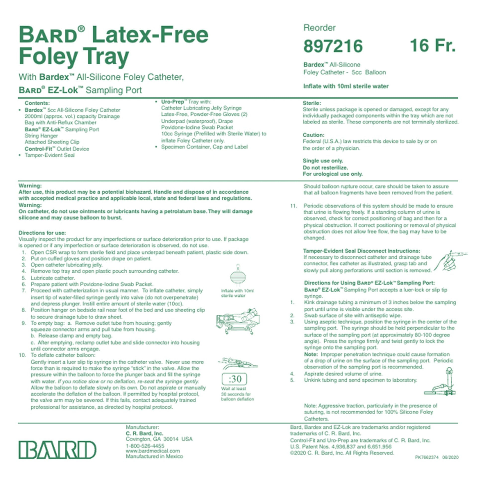 Bardia Indwelling Catheter Tray, 16 Fr., Chamber Bag