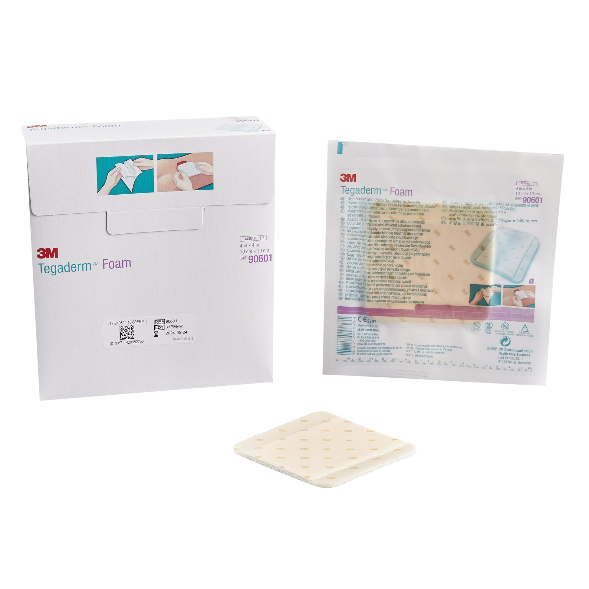 3M™ Tegaderm™ High Performance Nonadhesive without Border Foam Dressing, 4 x 4 Inch