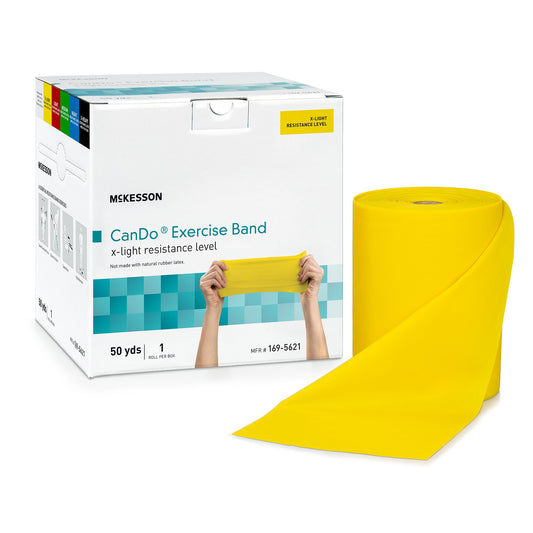 McKesson CanDo Exercise Extra-Light Resistance Band, Yellow, 5 Inch x 50 Yard