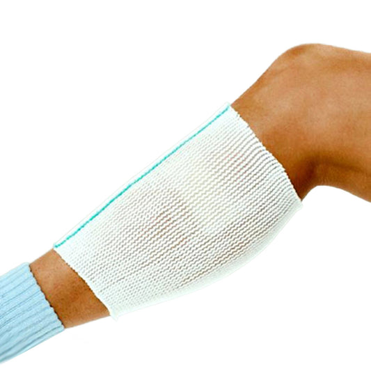 Elastic Net Retainer Dressing X-Span Tubular White / Gold Polyester / Spandex Size 1 8 Yard Length Medium Finger / Toe NonSterile