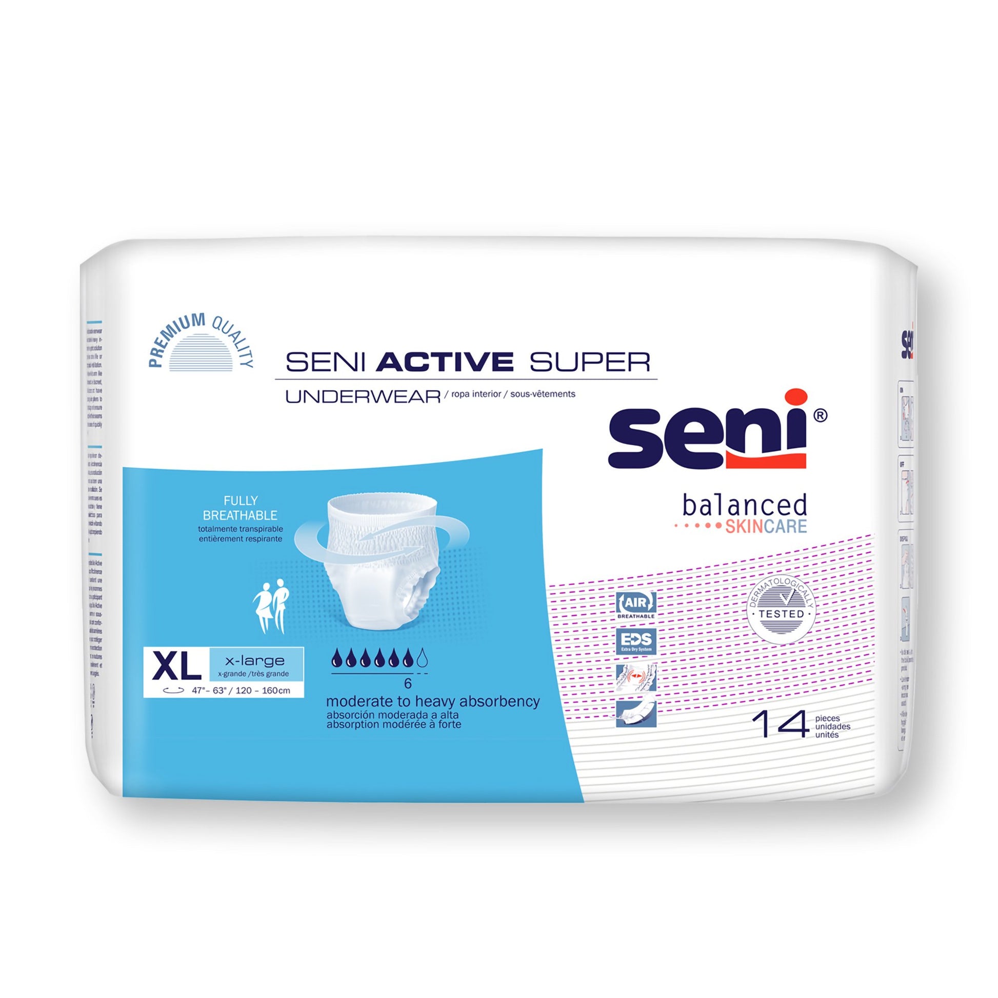 Seni Active Super Moderate to Heavy Absorbent Underwear, Extra Large