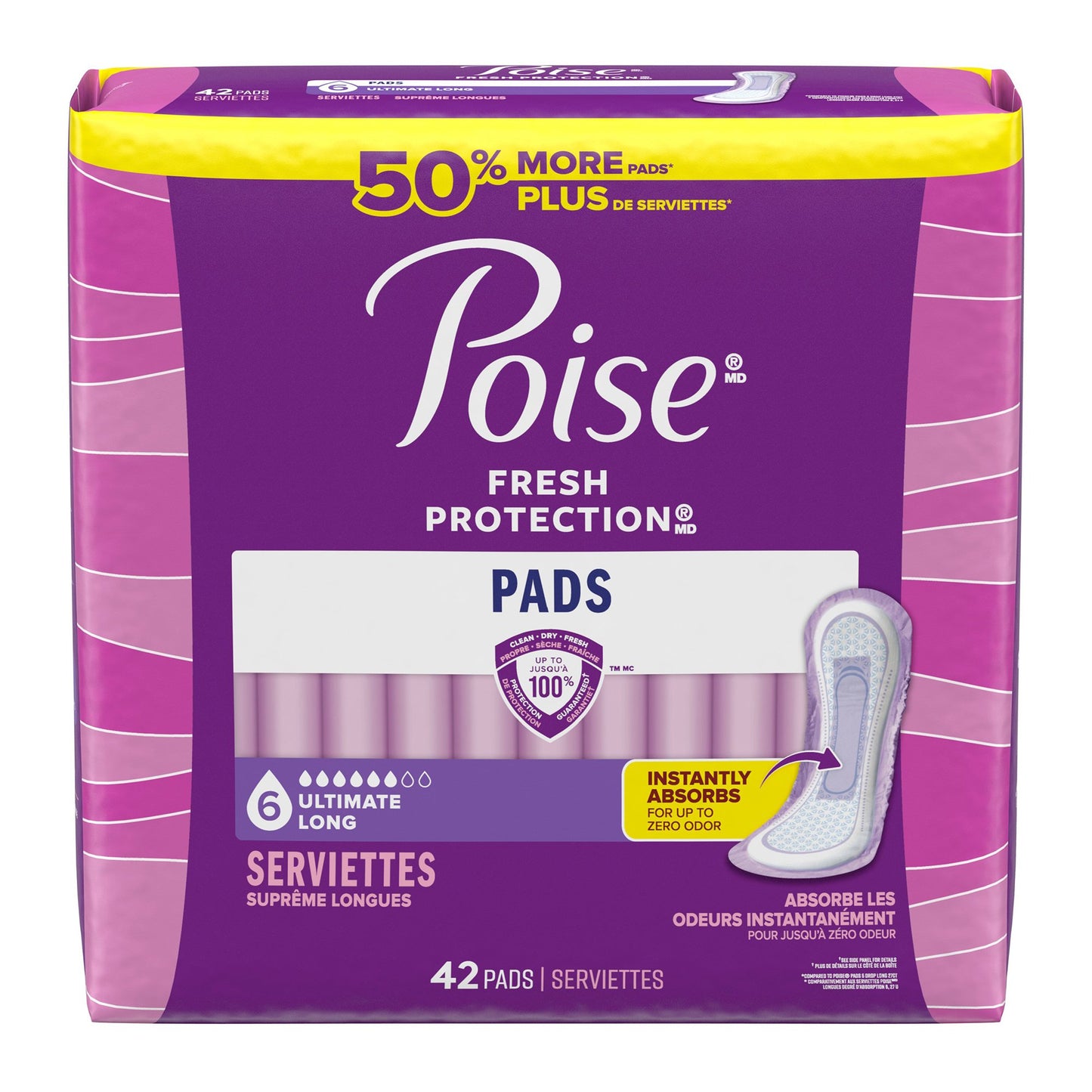 Poise Fresh Protection Pads for Light Bladder Leaks, Ultimate Long