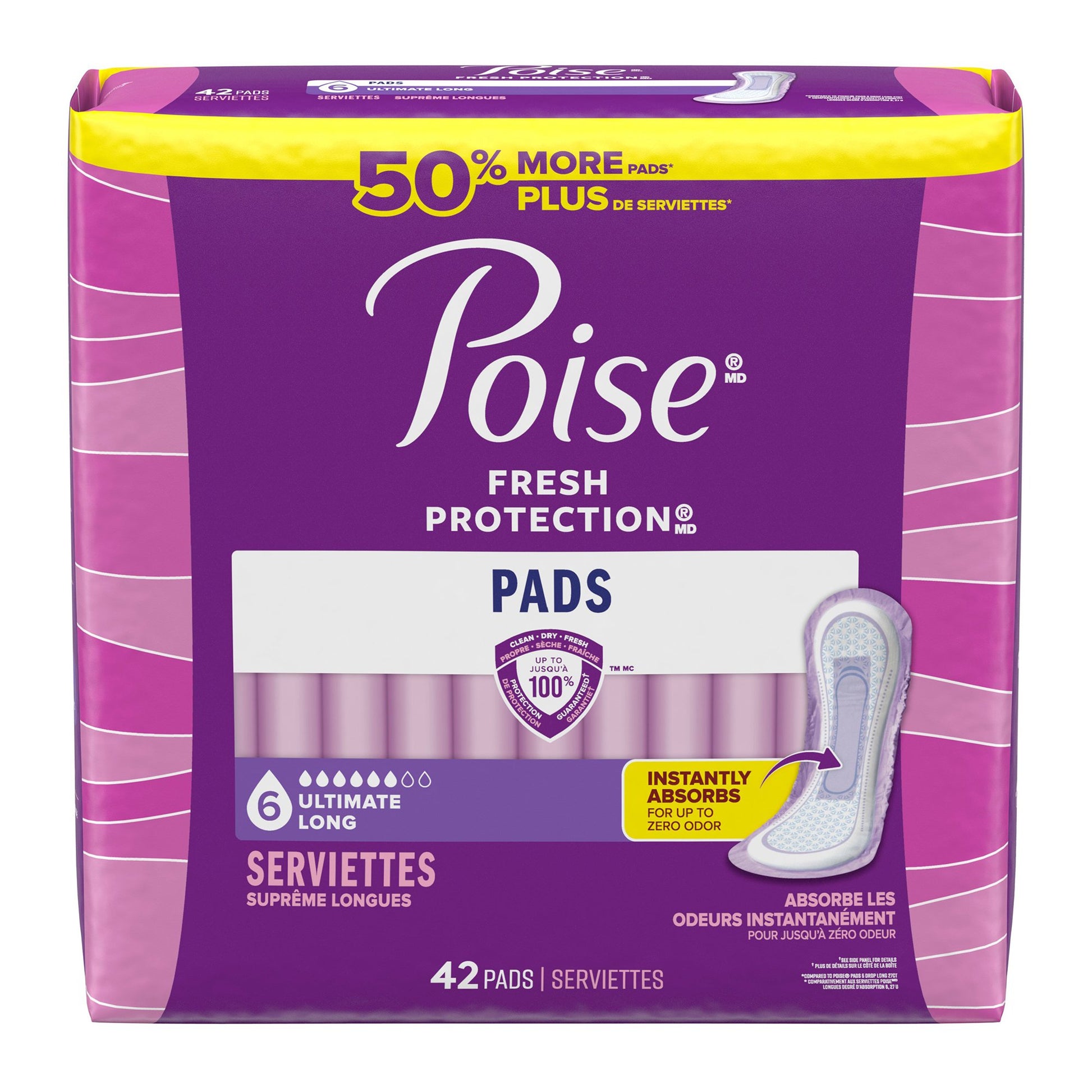 Poise Fresh Protection Pads for Light Bladder Leaks, Ultimate Long