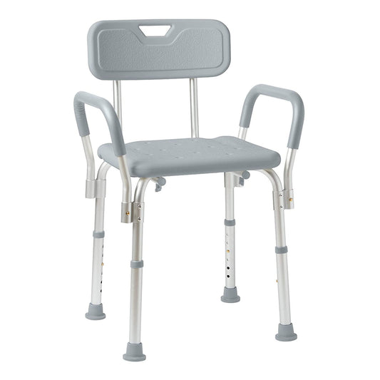 Bath Bench MGC™ Health Fixed Arms Aluminum Frame With Backrest 13-1/2 Inch Seat Width 350 lbs. Weight Capacity