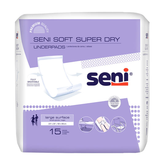 Seni Soft Super Dry Underpads, Level 3 Absorbency