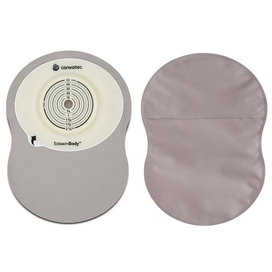Ostomy Pouch Esteem Body™ One-Piece System 9 Inch Length Deep Convex, Trim To Fit 10 to 35 mm Stoma Closed End
