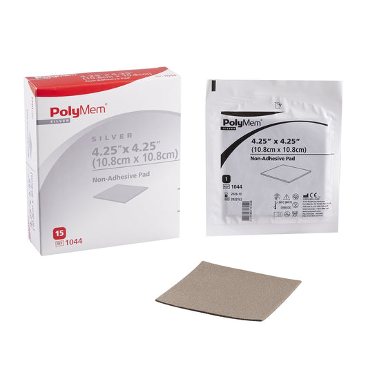 PolyMem Nonadhesive Silver Foam Dressing, 4 x 4 Inch