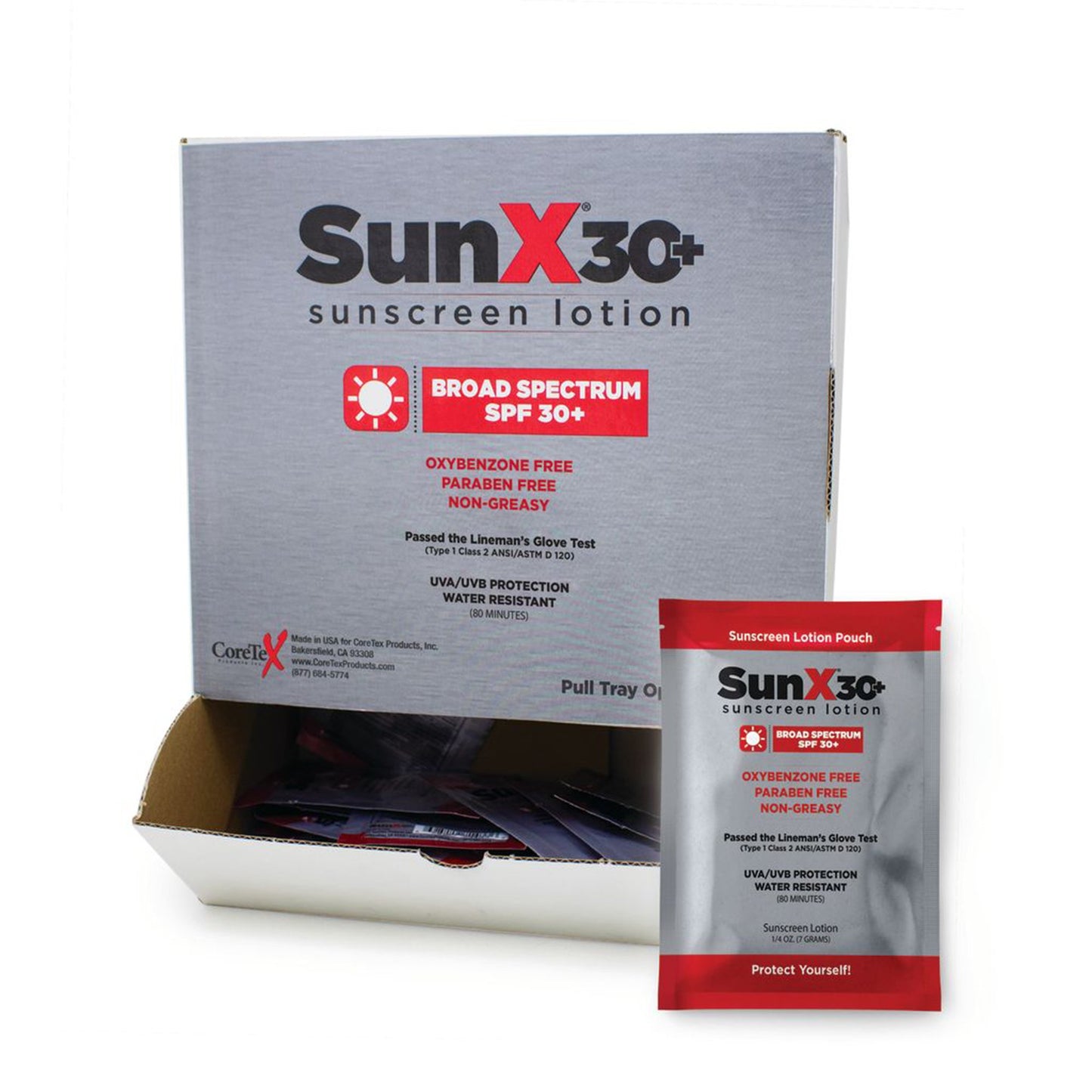 SunX SPF 30+ Sunscreen in Dispenser Box, Individual Packets