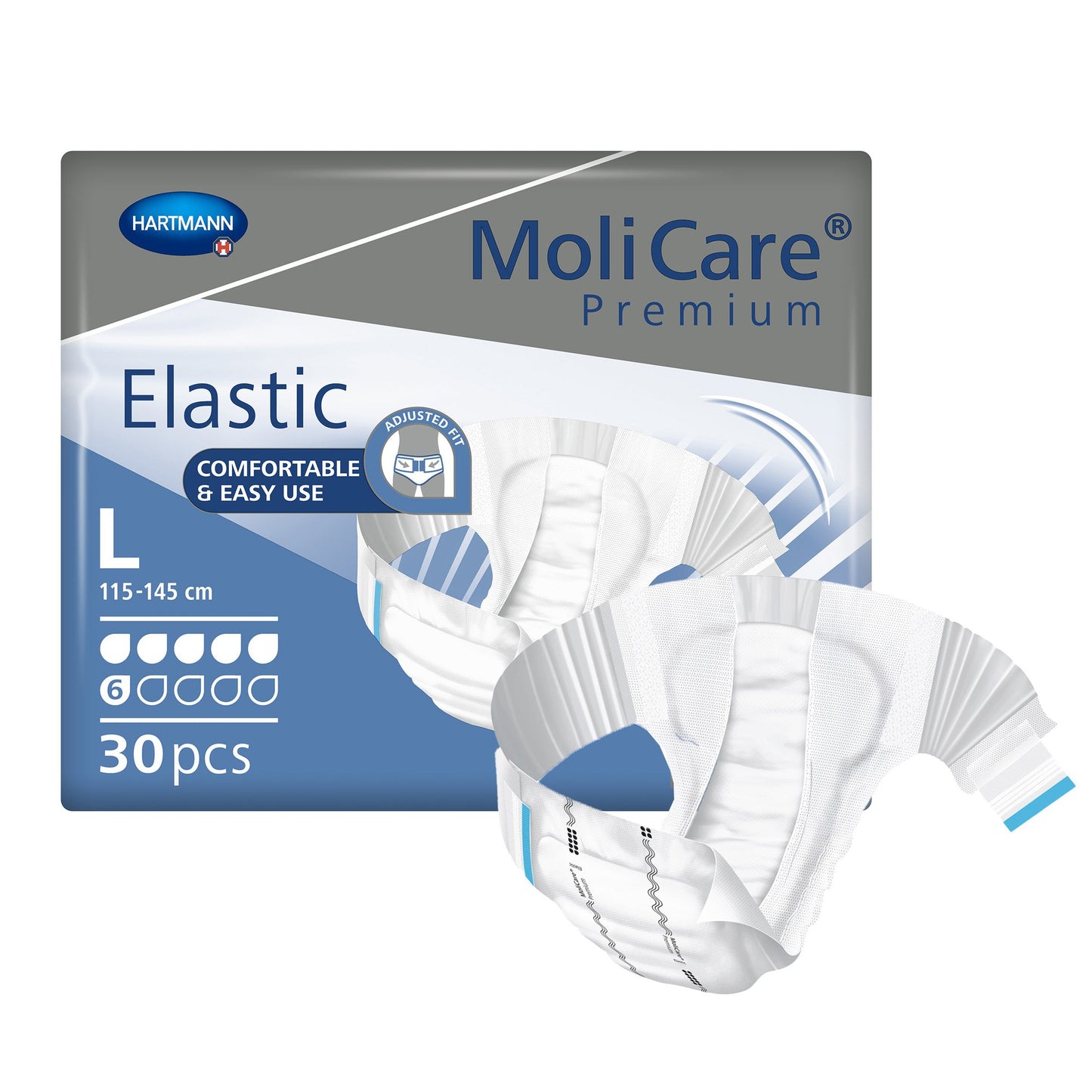 MoliCare Premium Elastic 6 Drop Absorbency Incontinence Briefs, Large