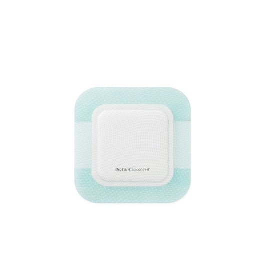 Silicone Foam Dressing Biatain Silicone Fit 6 x 6 Inch With Border Film Backing Silicone Adhesive Square Sterile