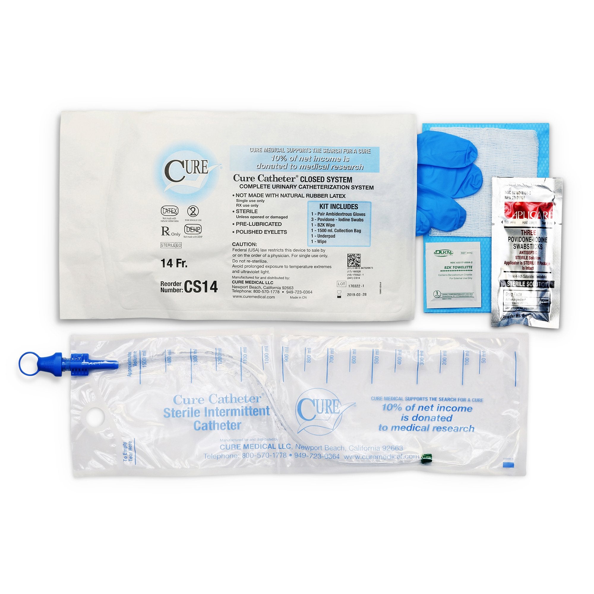Cure Catheter™ Intermittent Catheter Kit, 14 Fr. – SurfMed