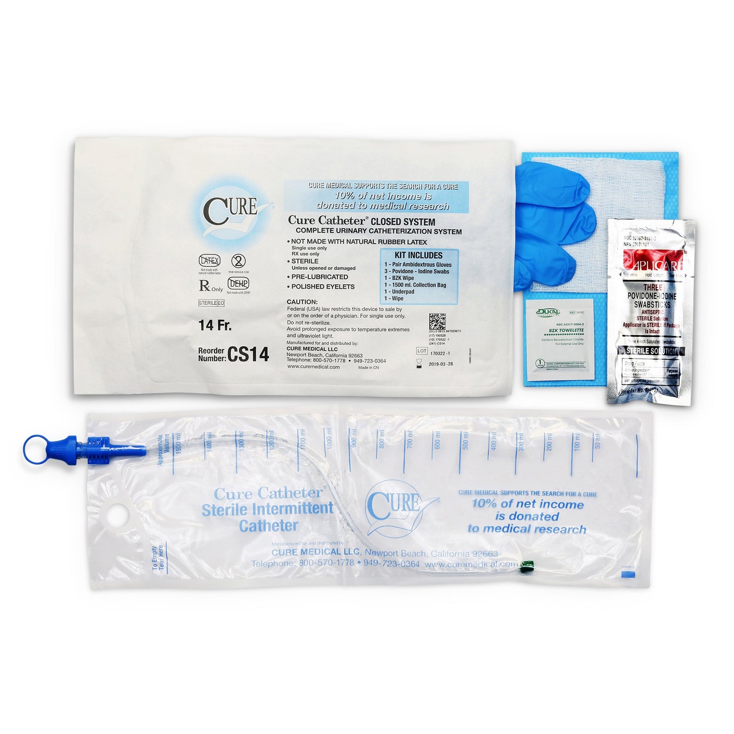 Cure Catheter™ Intermittent Catheter Kit, 14 Fr.