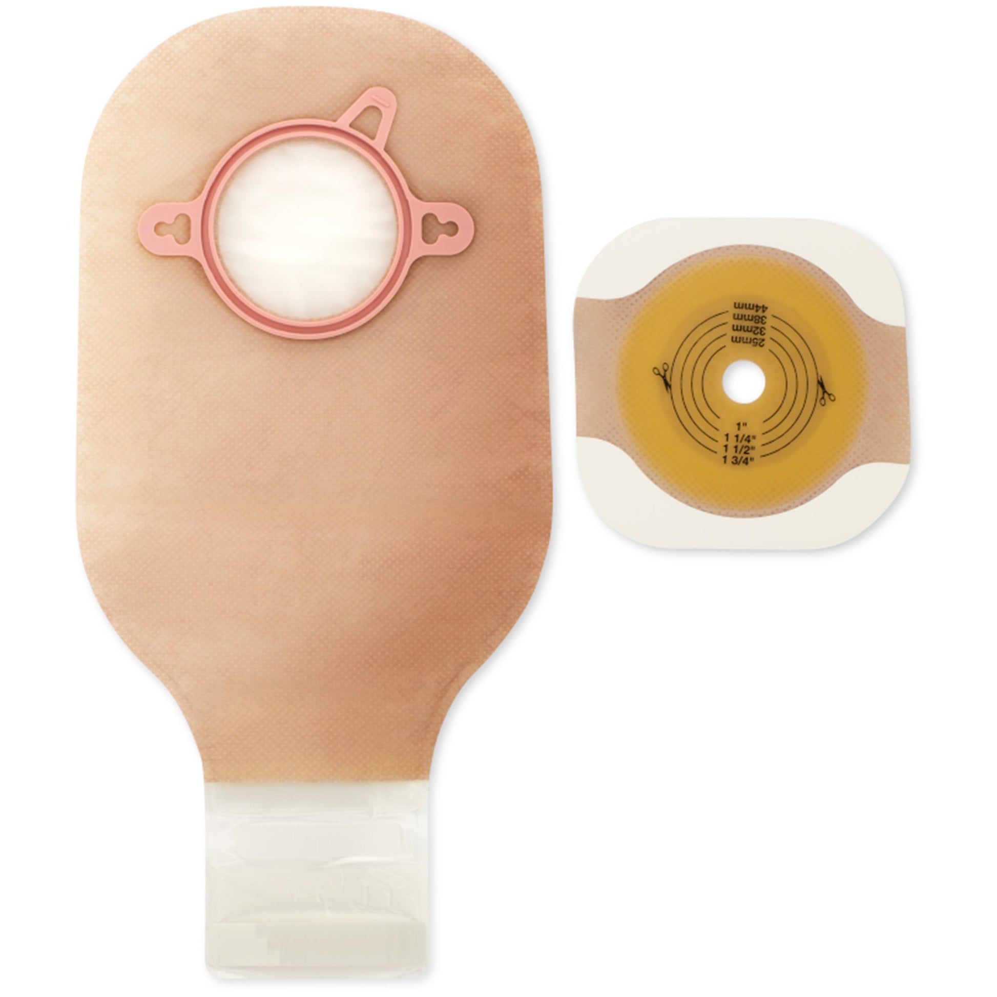 Ostomy Pouch New Image™ Two-Piece System Flat, Trim to Fit Up to 1-1/4 Inch Stoma Drainable